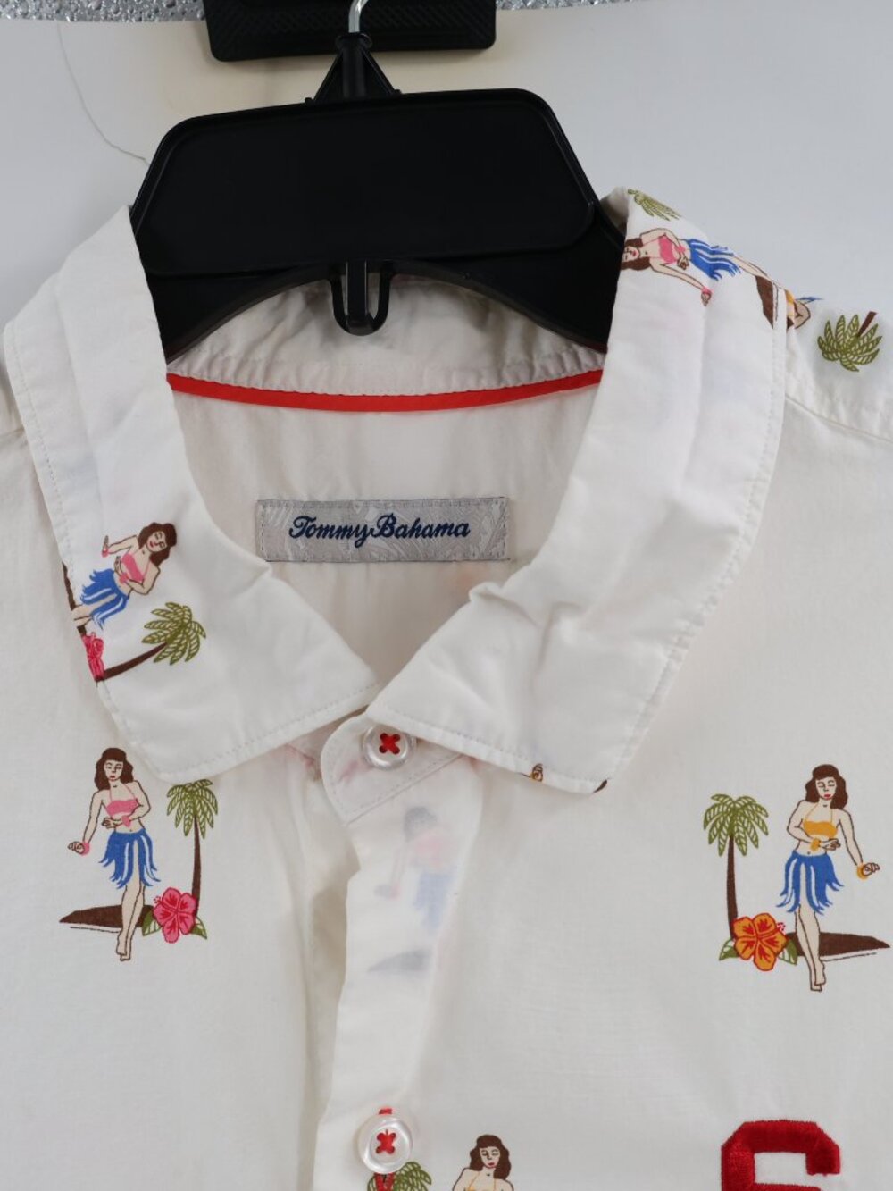Tommy Bahama hawaiian shirt men XL Printed Hula Oasis Camp Shirt White SC cotton - Picture 3 of 14
